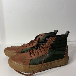 Vans Brown and Green High-Top Sneakers
